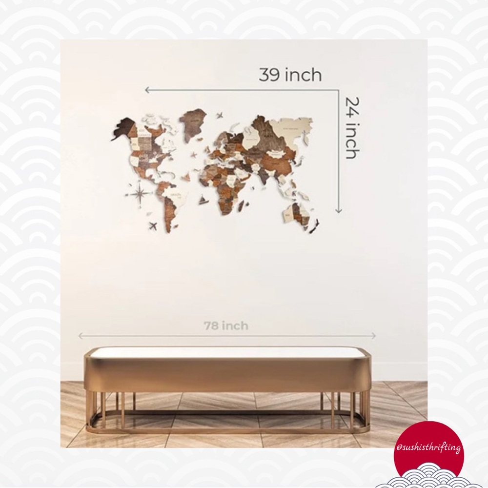 Wooden World Map Wall Art - Picture 5 of 9